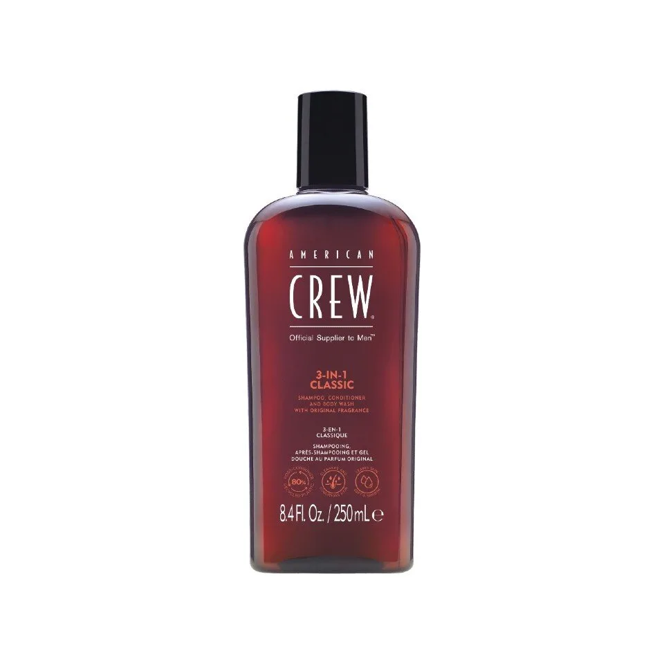 American Crew 3in1 Teebaum Shampoo, Conditioner, Duschgel, 250 ml