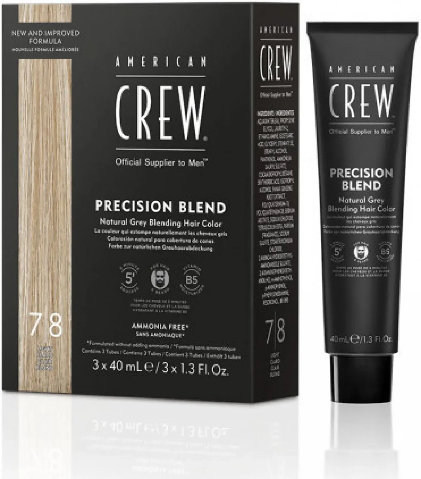 American Crew Haar- und Bartfarbe Precision Blend Hair Color 7-8, 3x40 ml