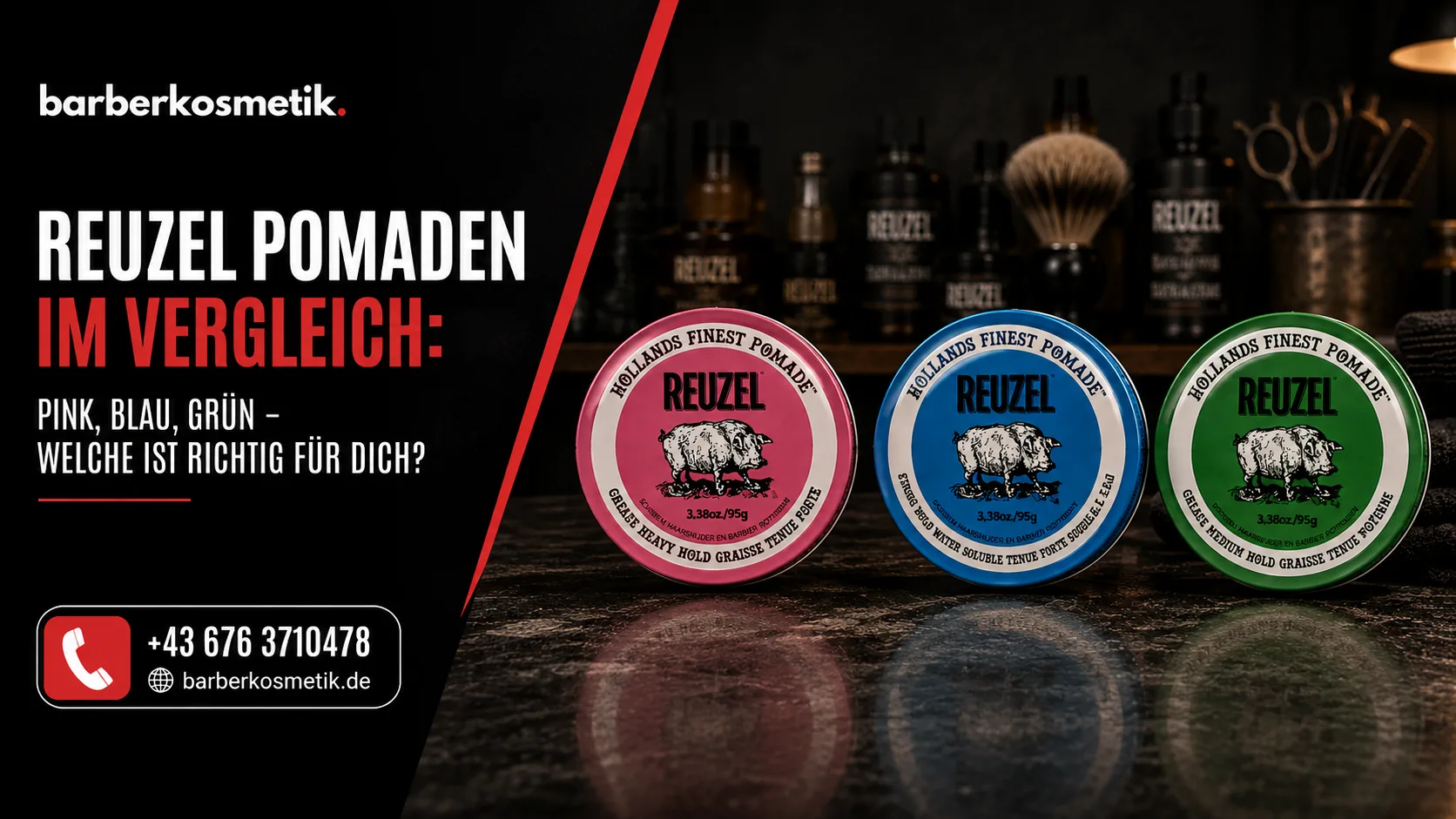 Reuzel Pink, Blue und Green im Vergleich