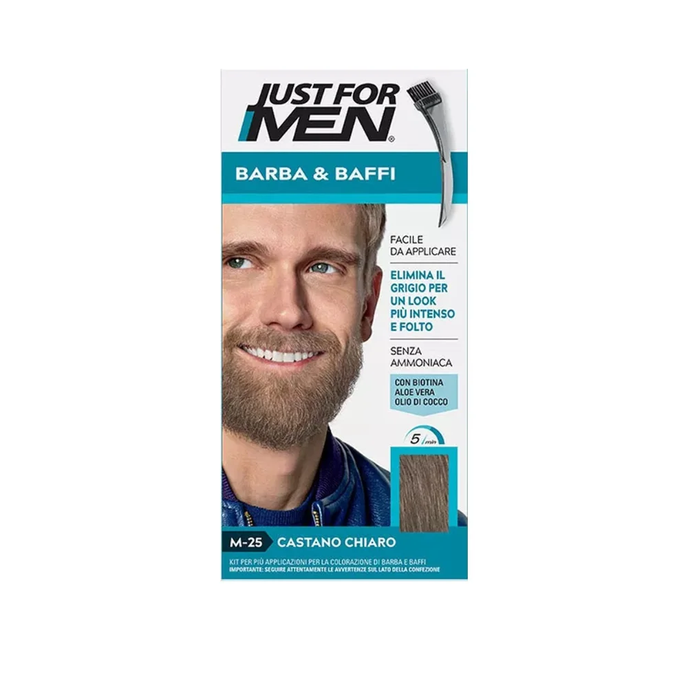 Just For Men Bart- und Schnurrbartfarbe M25 natürliches Hellbraun – Grauabdeckung 28g