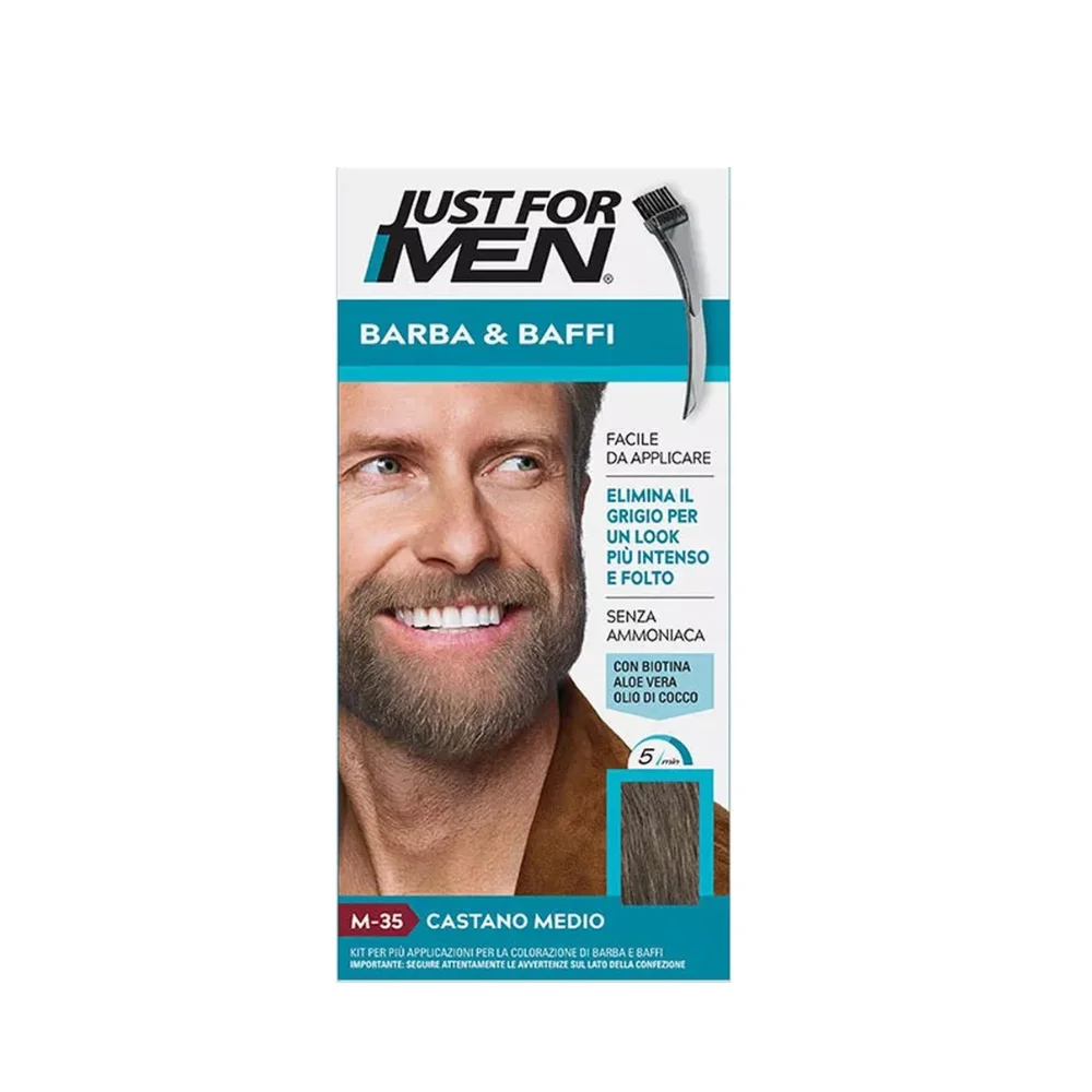 Just For Men Bart- und Schnurrbartfarbe M35 Mittelbraun – Grauhaarabdeckung 28g