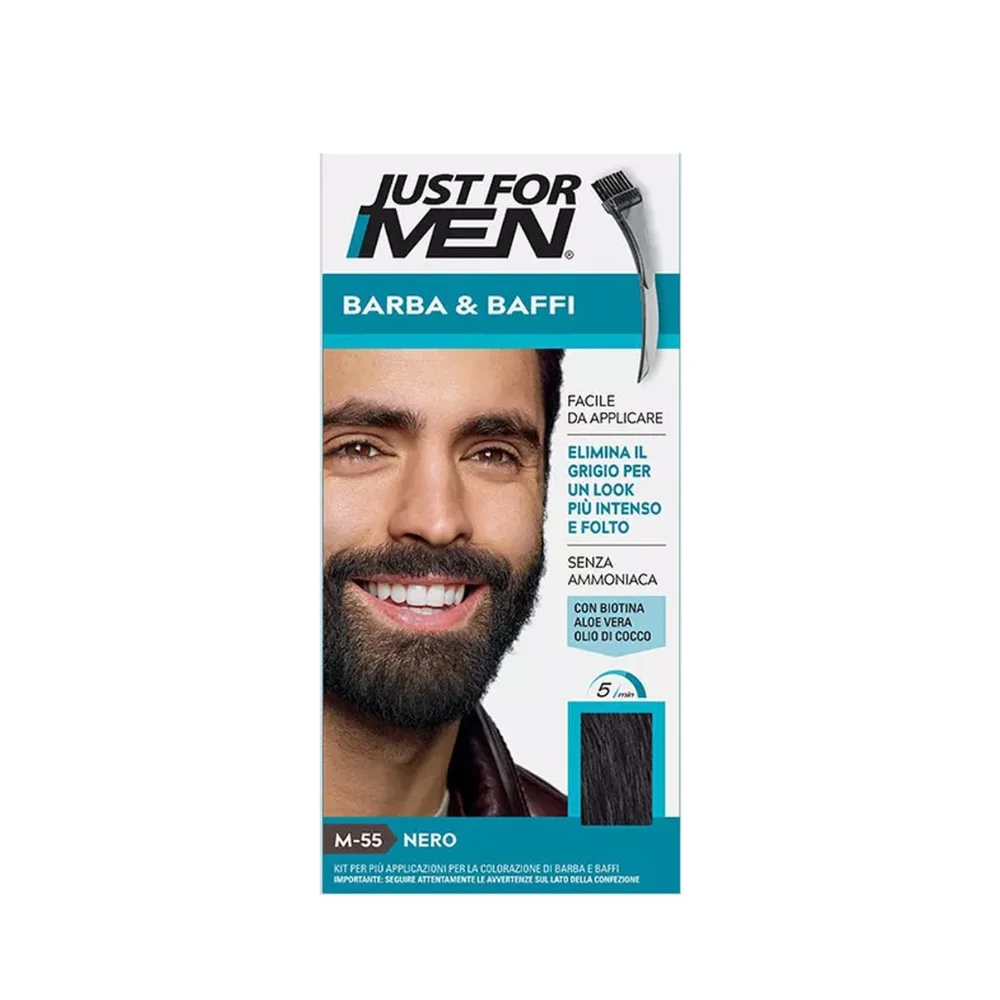 Just For Men Bart- und Schnurrbartfarbe M55 schwarz – Grauabdeckung 28g