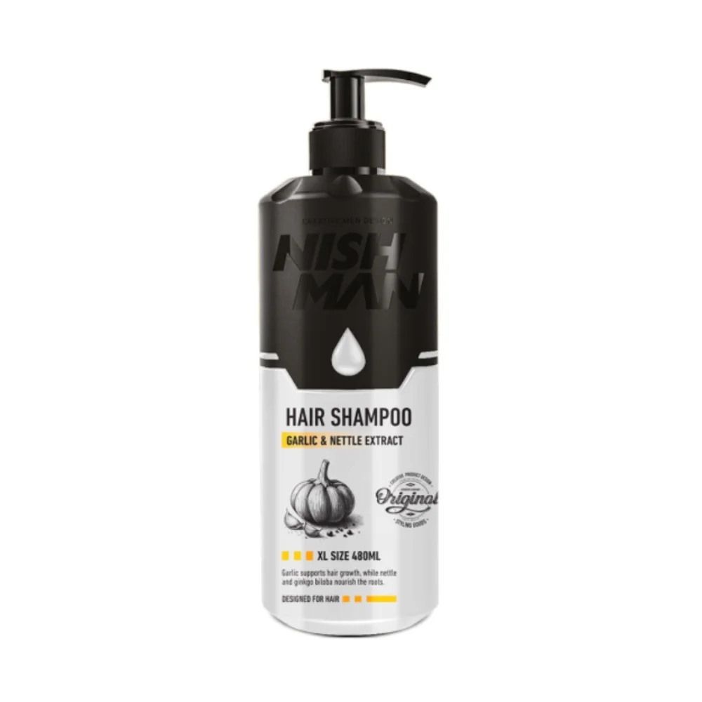 Nishman Haarshampoo mit Knoblauch- und Brennnesselduft Hair Shampoo 480 ml