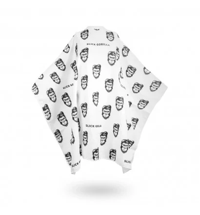 Slick Gorilla Friseur-Umhang weiß Barber Cape White